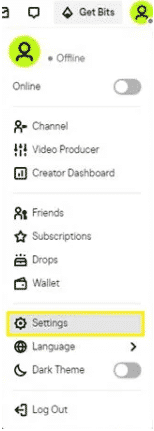 twitch settings