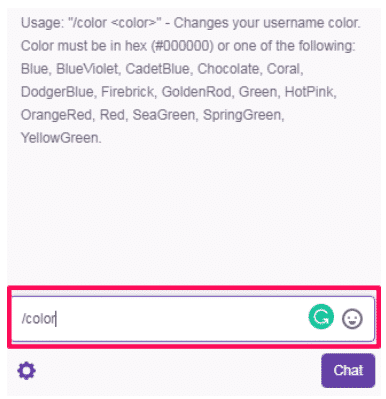 change the color twitch name