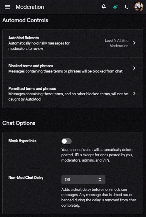 twitch moderation options