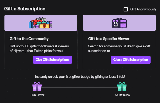 Pick a Specific Person or Gift Subscription to a Random Follower