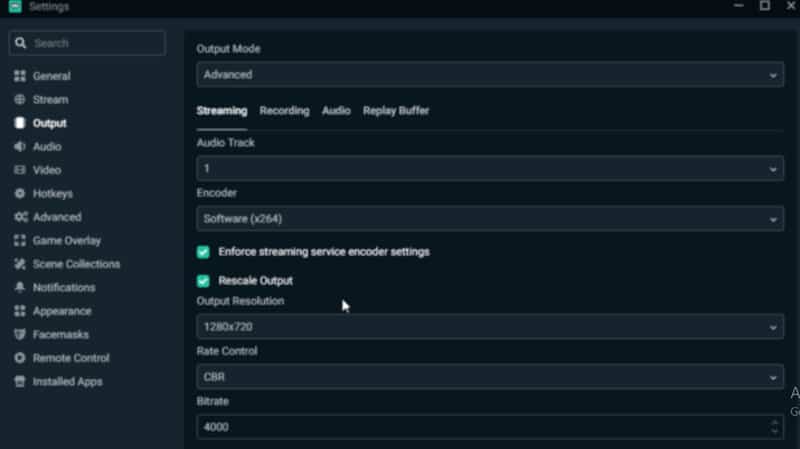 streamlabs encoder settings