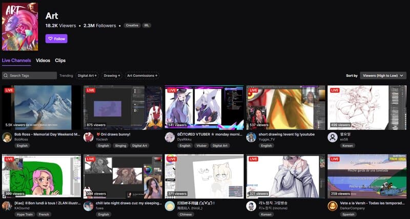 Twitch Art Section