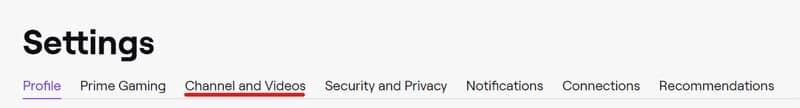 channel settings twitch
