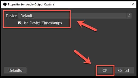 audio output capture properties