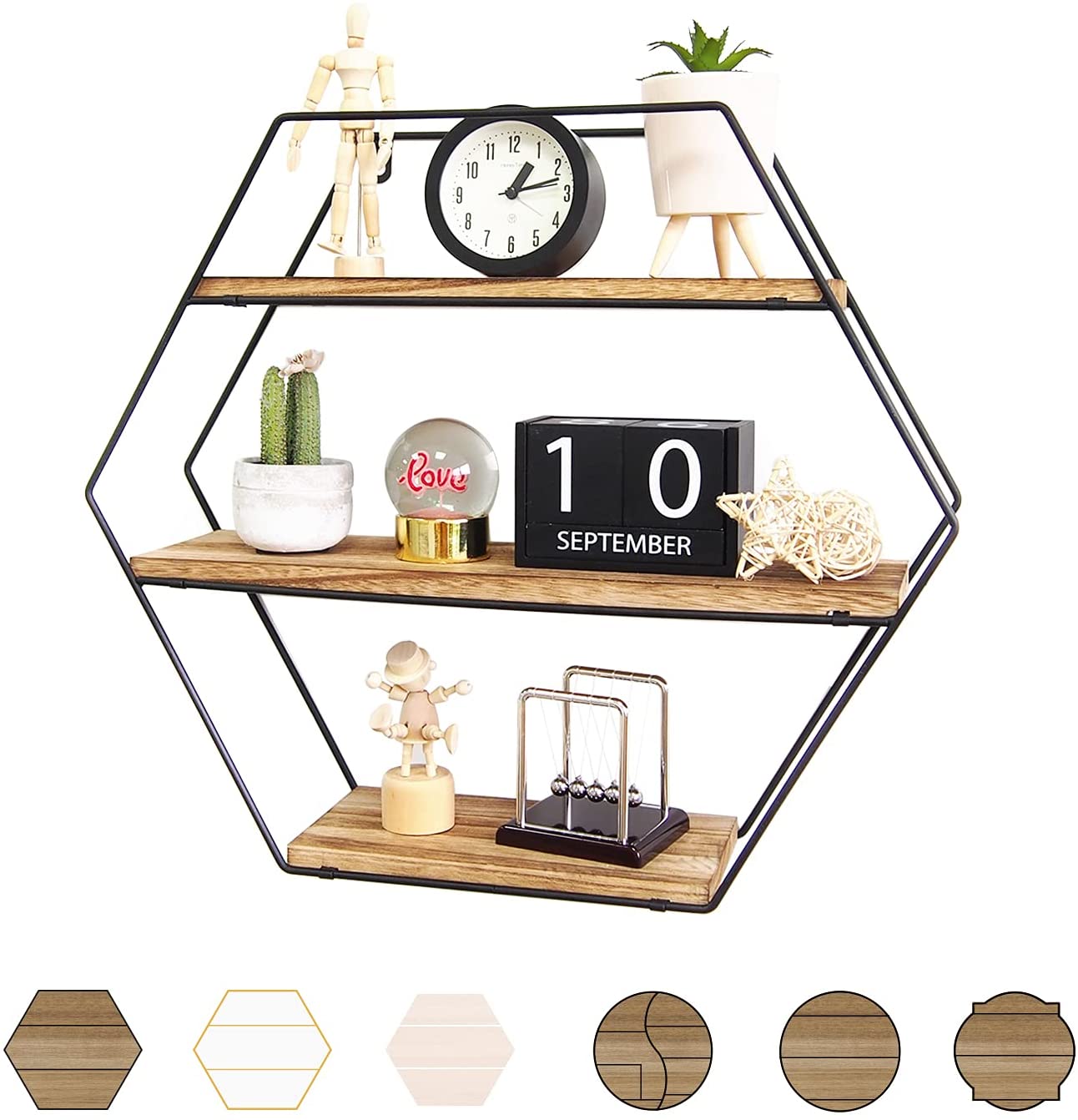 Hexagon Rustic Shelves