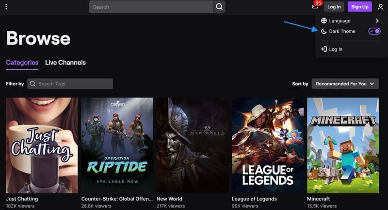 Twitch Dark Mode