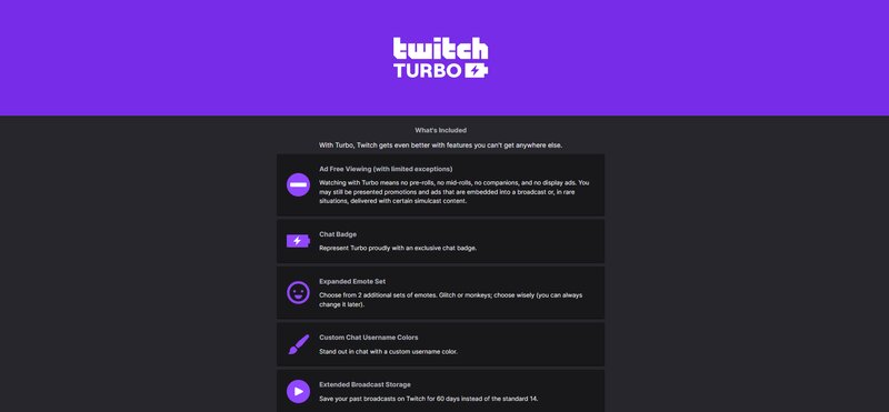 Twitch Turbo benefits