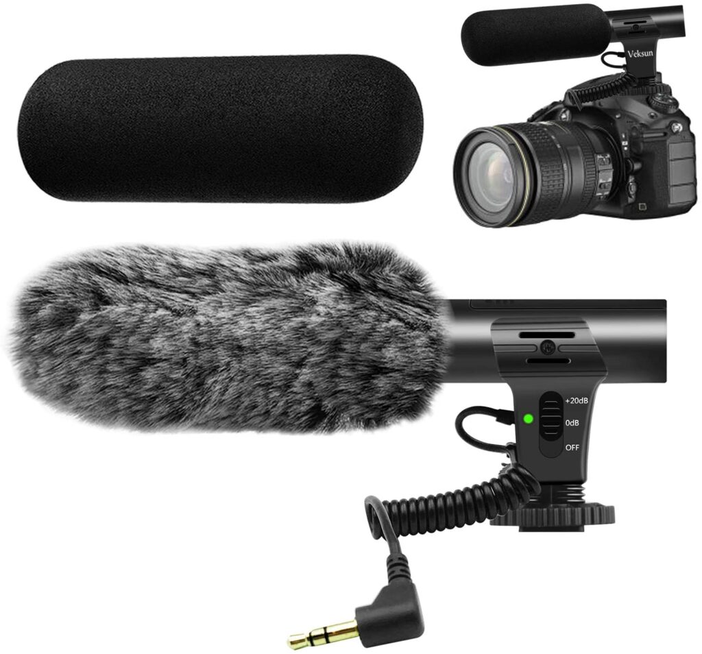 V BESTLIFE Stereo Recording Microphone Portable Stereo Recording Microphone for Mobile Phone DSLR Camera Camcorder Multi-Function Pointing to Interview Microphone