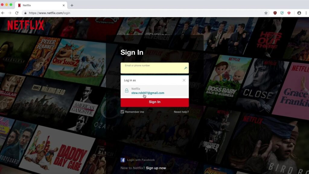 netflix login screen