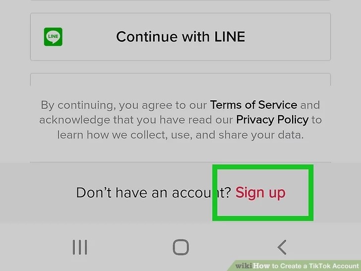 tik tok app sign-up