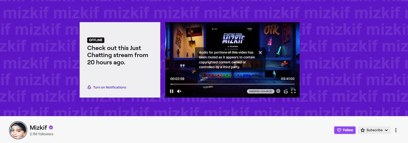 Mizkif Twitch channel