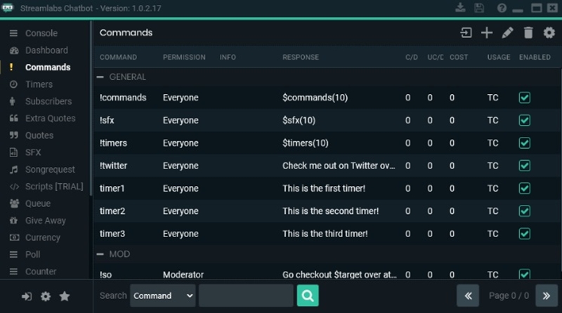 streamlabs chatbot custom commands