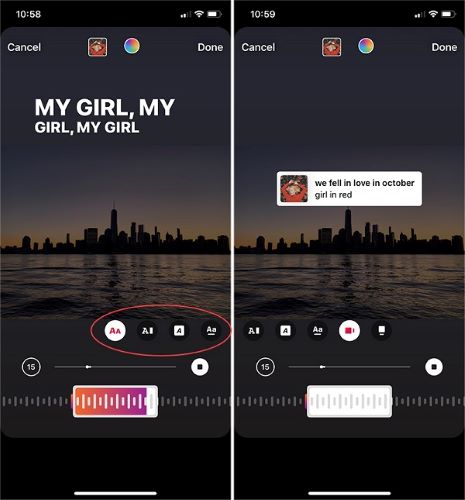 example of an Instagram story