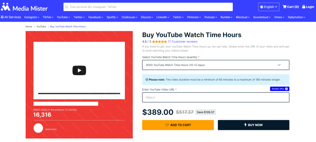 Media Mister Buy Youtube Watchtime