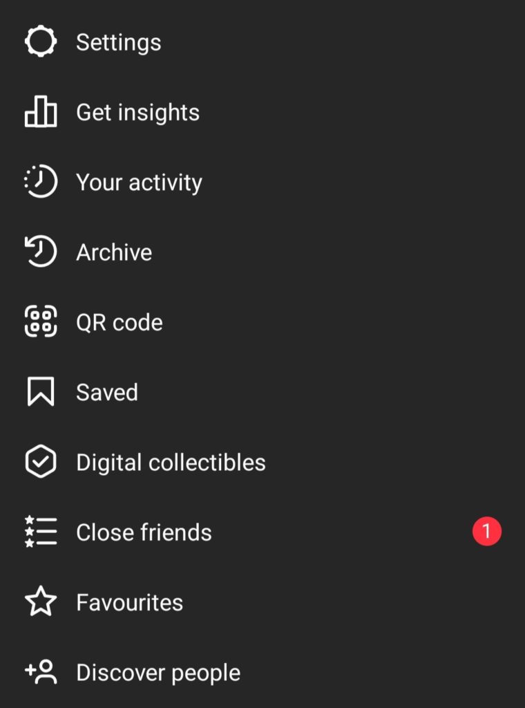 Instagram account settings