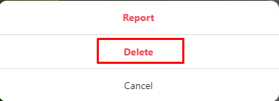 Delete Instagram Comment On PC pop up menu
