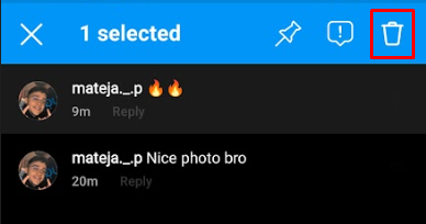 Delete Instagram Comment Options