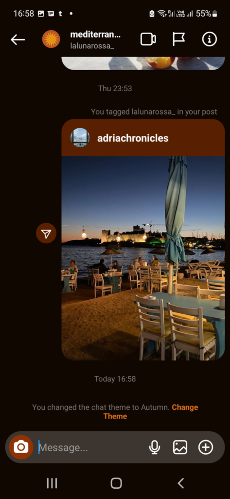 Instagram Chat Theme Changed