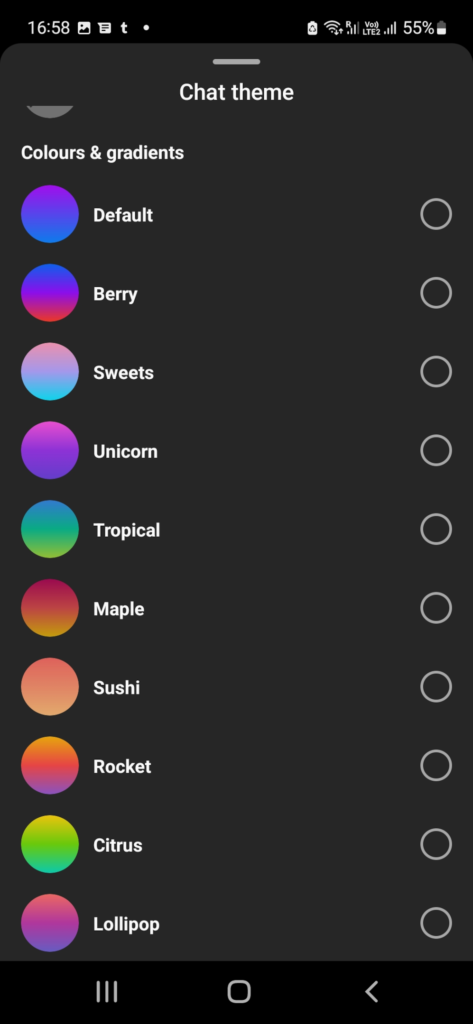 Instagram Chat Theme Selector