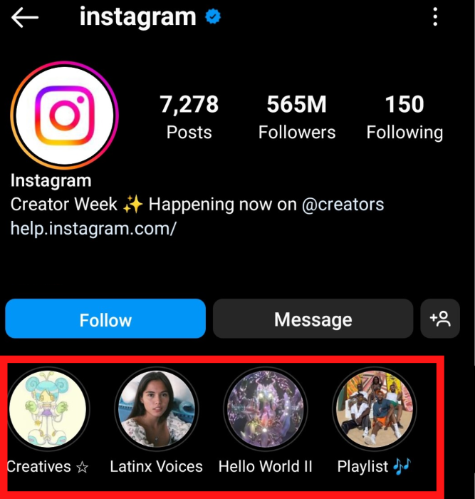 Instagram highlights feature