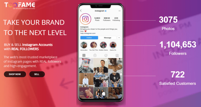 Too Fame a trusted marketplace for Instagram pages and real followers.