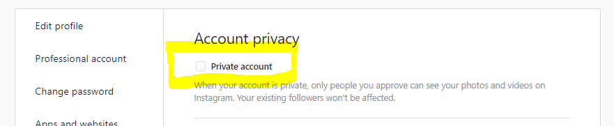 account privacy