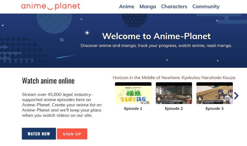 anime planet homepage
