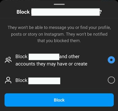 block Instagram account