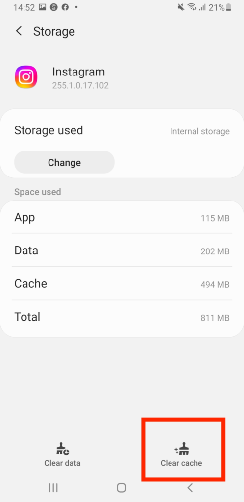 clear cache android