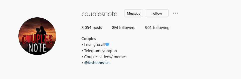 couplesnote Instagram account