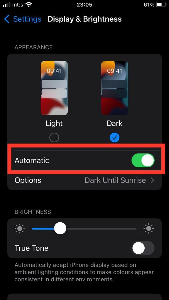 display settings iphone