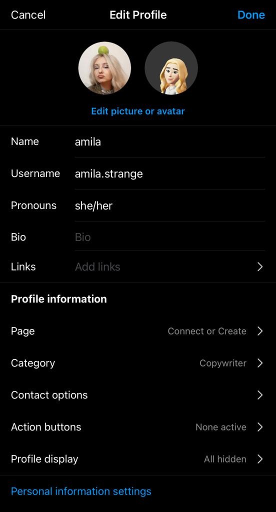 edit profile