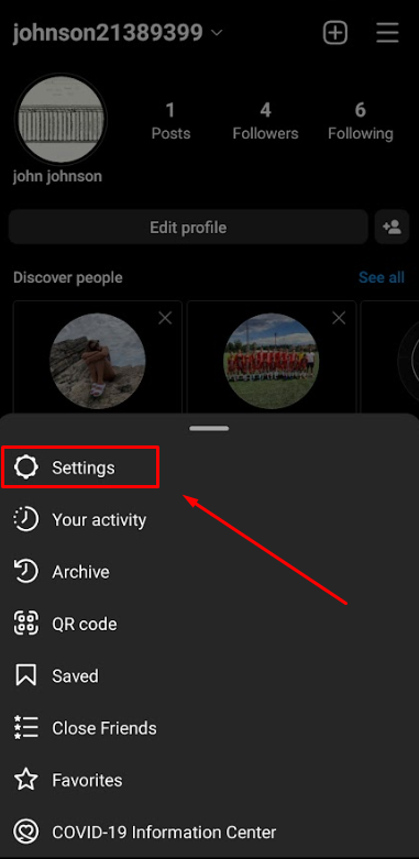 Instagram account settings