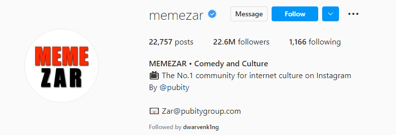 memezar Instagram account