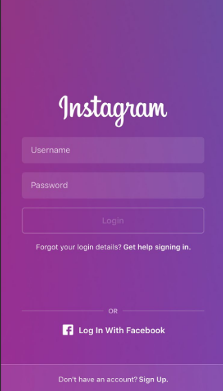 Instagram starting page on iOS