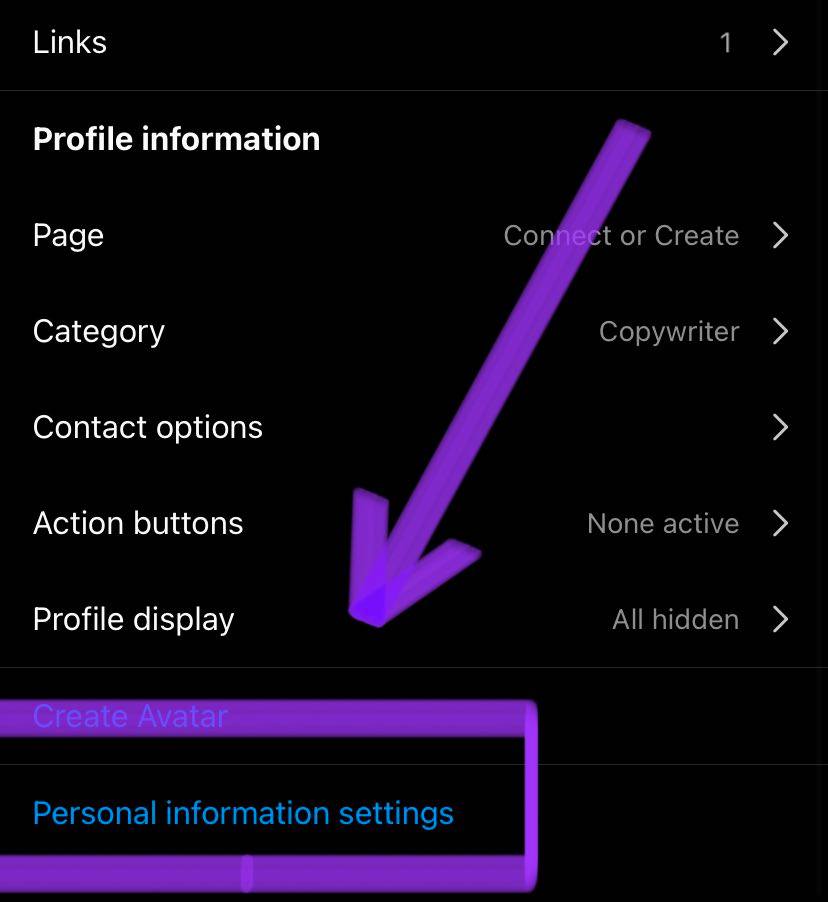 personal information settings