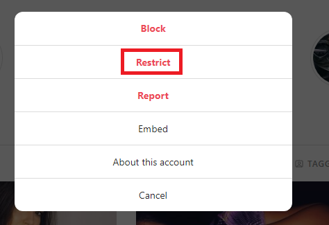 Restrict feature on Instagram