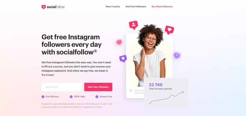 Social Follow get Instagram followers page