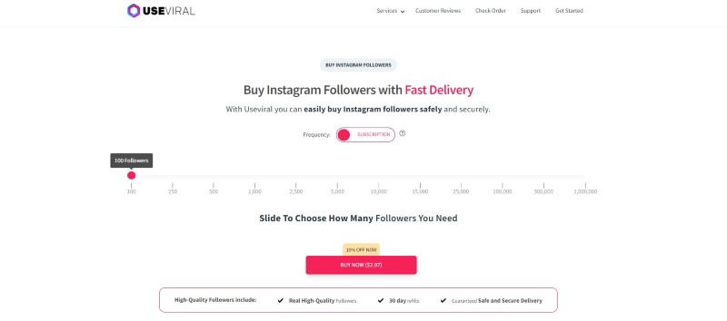 useviral buy Instagram followers page