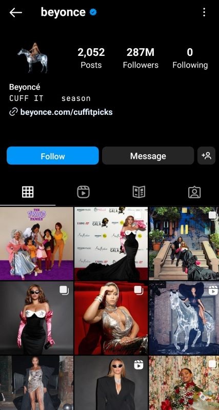 Beyonce Instagram profile