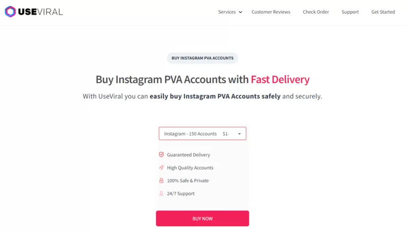 UseViral phone verified account service purchase page.