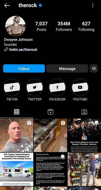 The Rock Instagram profile