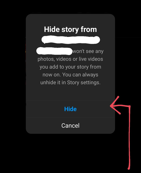 hide instagram story from specific user
